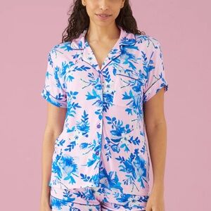 Elegant Blue Floral Women's Pajama Set